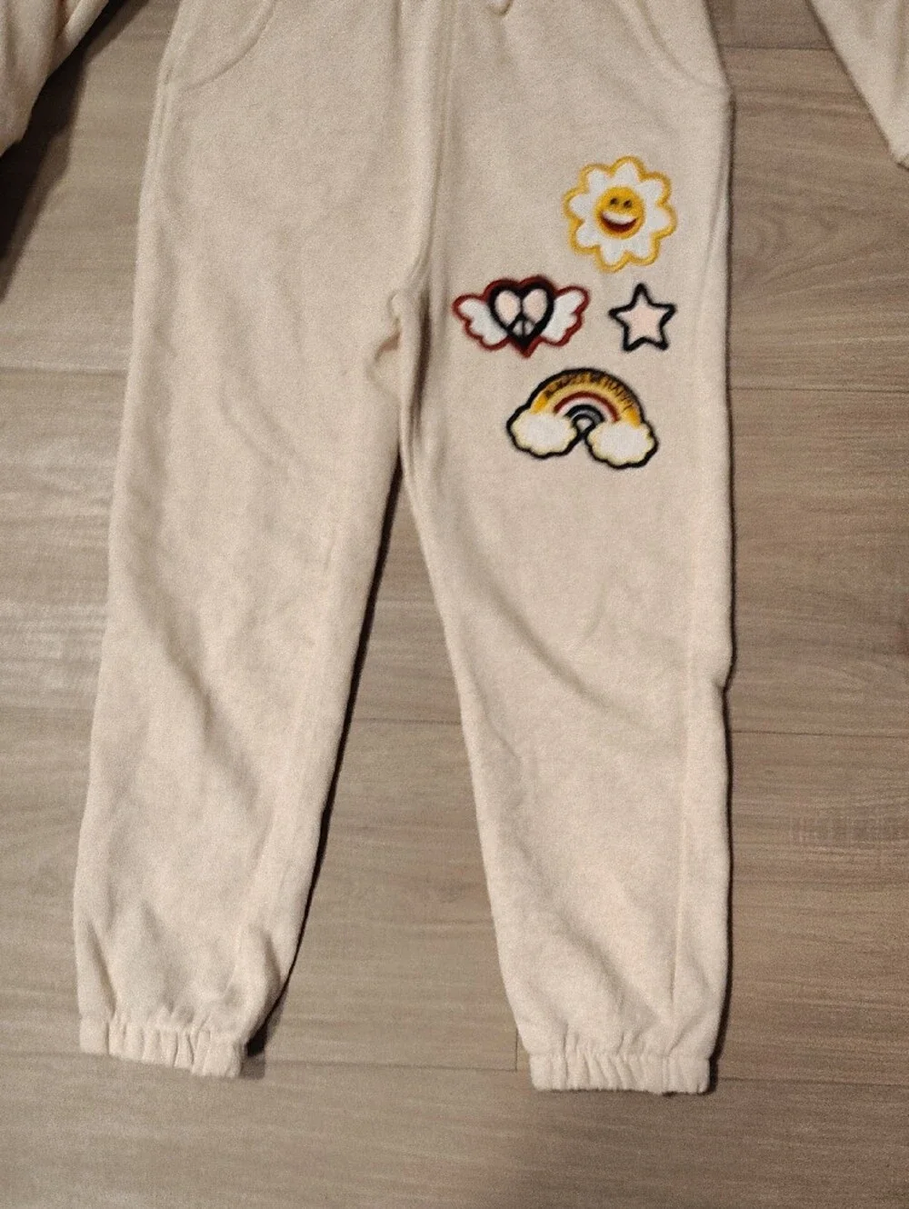 Limited Too Cream Hoodie & Jogger Set with Rainbow Patches
